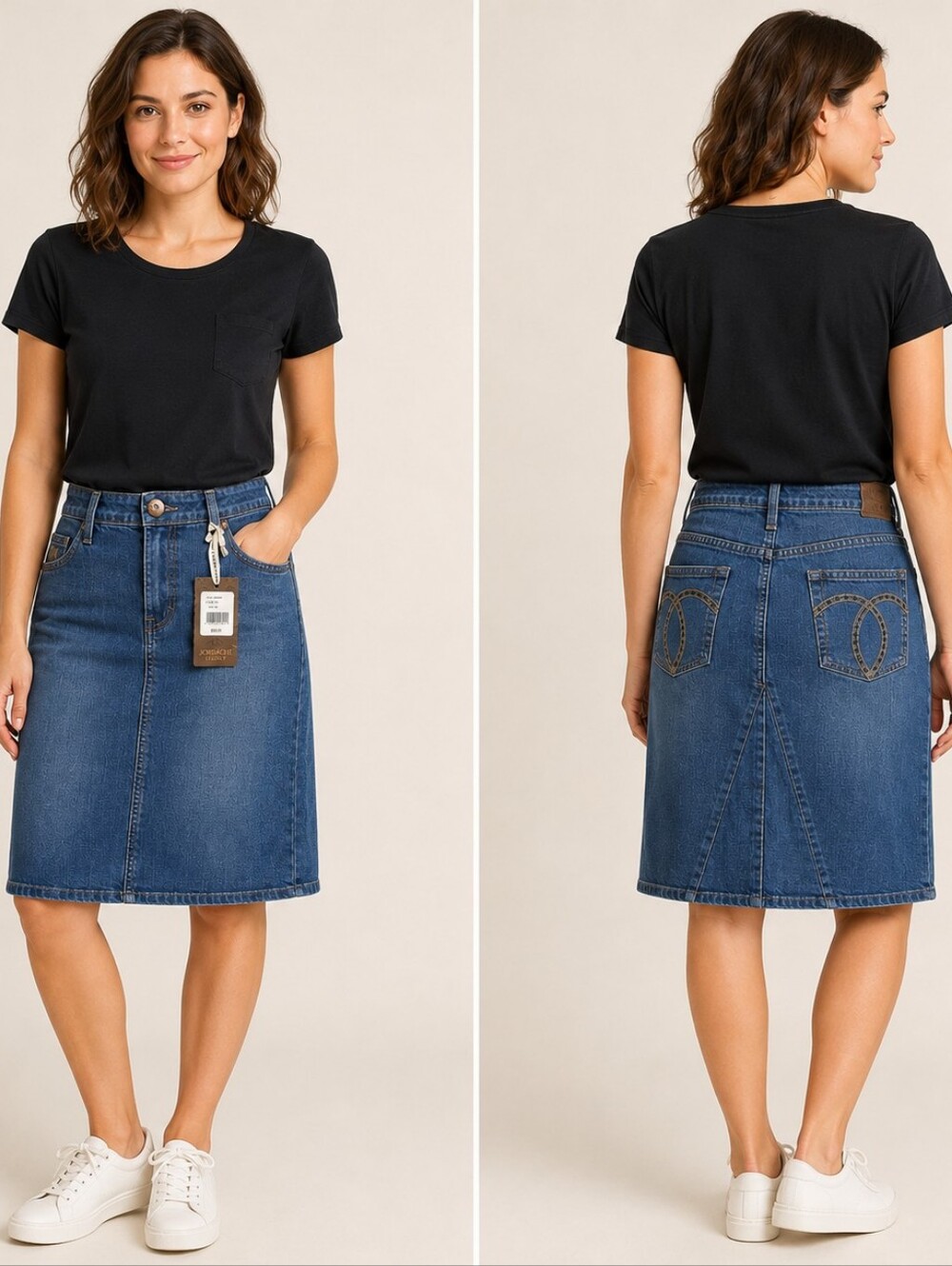 Jordache Blue Denim with Brown Leather Patch Sz 29/8 NWT